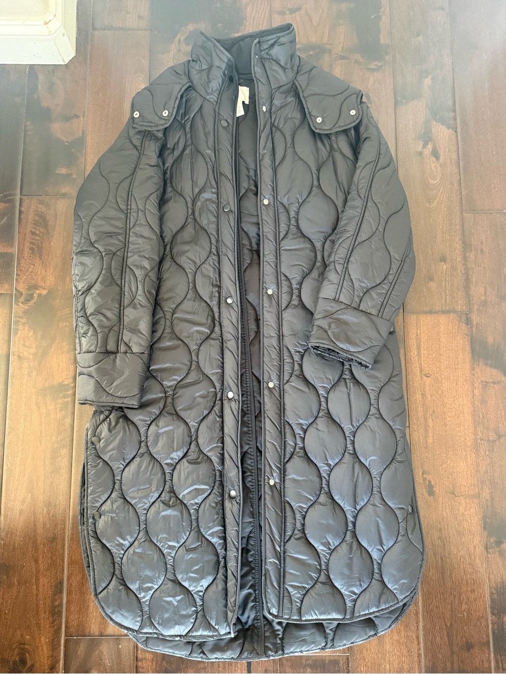 H&M Black Quilted Long Puffer Coat